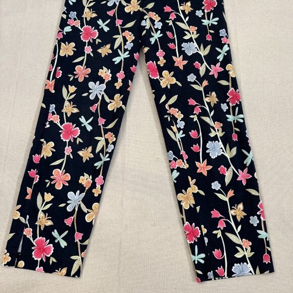 Talbots Floral Print Stretch Straight Leg Pants 8 Multicolor - Picture 3 of 13